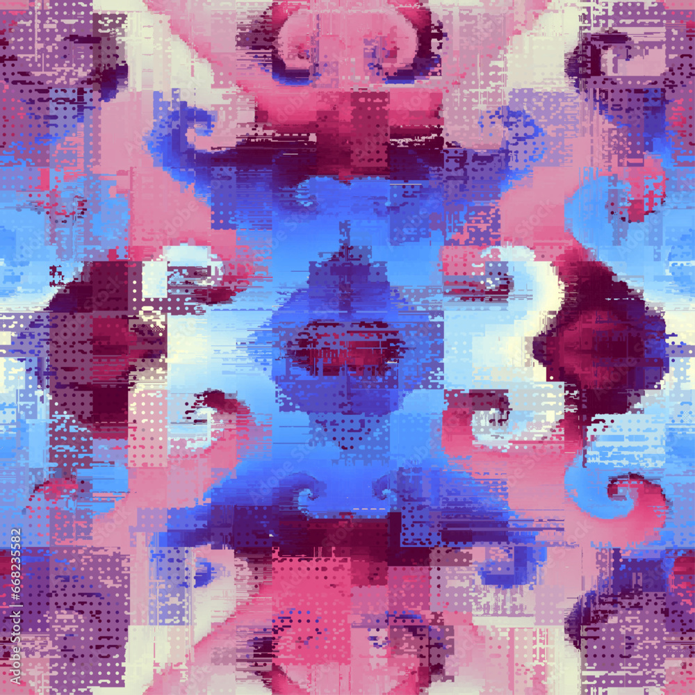 Aufkleber vector image with imitation of grunge datamoshing texture. retro risograph texture.