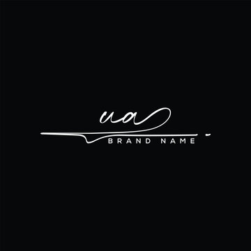 UA letter beauty handwriting vector logo. 