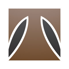 Brown and Black Square Shaped Letter T Icon