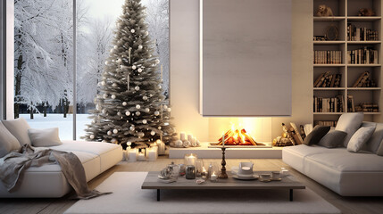 Natal em casa minimalista e brilhante - obrazy, fototapety, plakaty