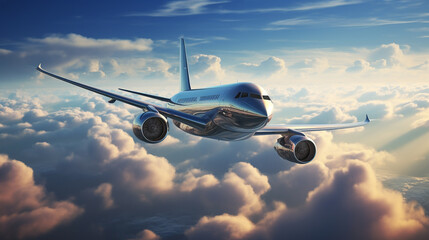 avião moderno no céu  - obrazy, fototapety, plakaty