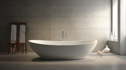 Fototapeta na wymiar Stylish ceramic tub and modern tab in bathroom