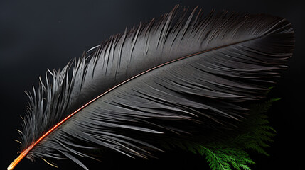 Black feather  isolated  on black background