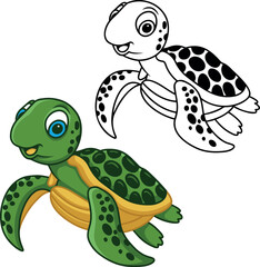 Cute Cartoon Turtle vector