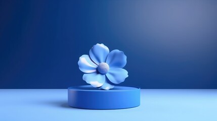 a mock-up white concrete pedestal showcase podium stage for a product presentation with real fresh plants and flower. Generative AI