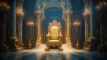 Fotobehang The throne room with golden chair. © tong2530