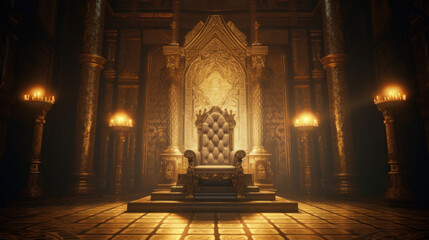 The throne room with golden chair.