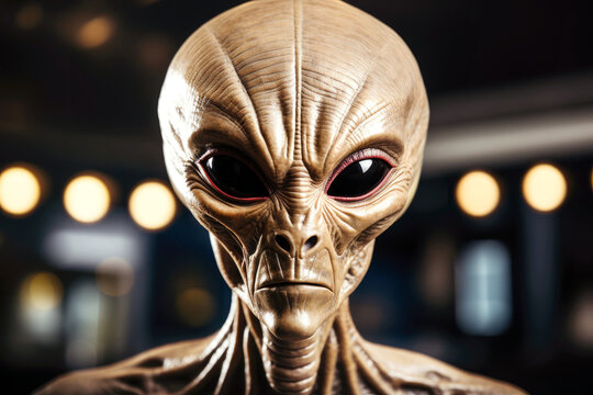 Galactic nightmare: horror illustration of alien face