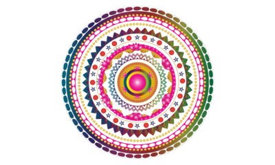 Vector hand drawn doodle mandala. Ethnic mandala with colorful tribal ornament. Isolated on white background. Oriental pattern, vector illustration. Mandala with flowers.