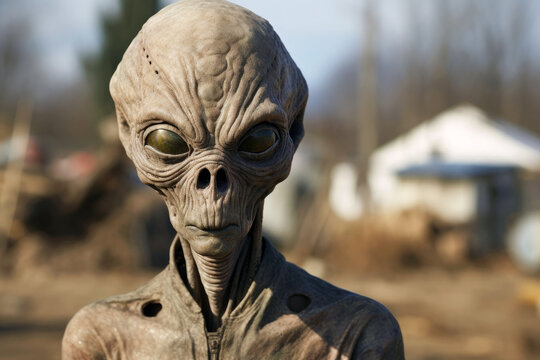 Extraterrestrial danger: alien portrait on Earth