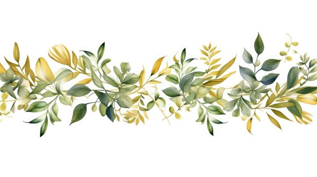 Watercolor decorative frame. Abstract background. Invitation, advertisement, thanks. Ornamental leaves © sambath