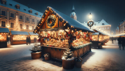Obraz premium Christmas market, generative ai