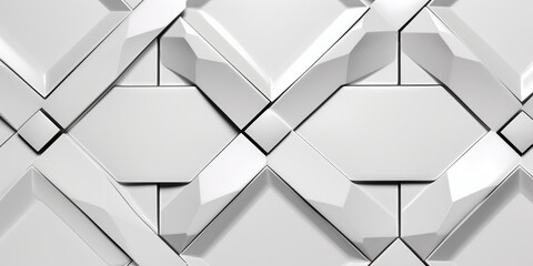 Fototapeta na wymiar 3D wallpaper of white leather panels with silver decor elements. Shaded and matt geometric modules. High quality seamless design texture, Generative AI
