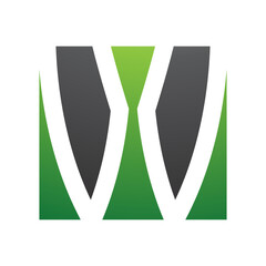 Green and Black Square Shaped Letter W Icon