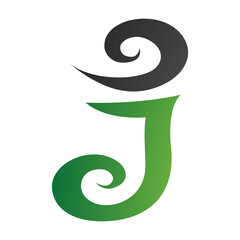 Obraz premium Green and Black Swirl Shaped Letter J Icon