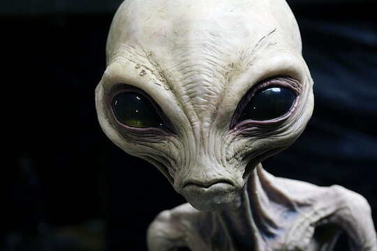 Sci-fi invasion: spooky close up of an extraterrestrial
