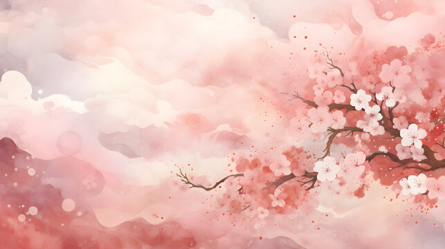 Cherry blossom background. Sakura spring flower background. Japanese style.