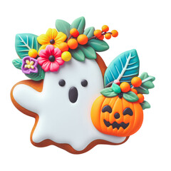 Obraz na płótnie Canvas cute Halloween ghost gingerbread.