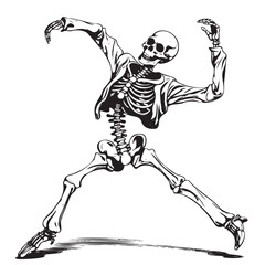 Dancing Skeleton sketch hand drawn Vector illustration Halloween party