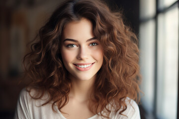 Fototapeta premium Generative ai photography of beautiful charming lady isolated on dark grey background