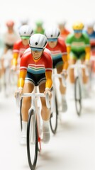 Tiny Wheels, Big Thrills: Vintage Toy Cyclists' Race, cycling sport race, toy vintage