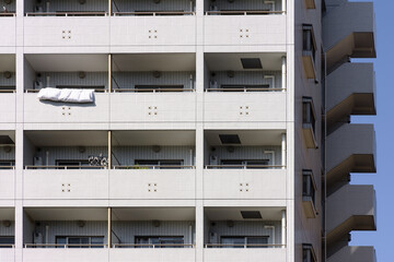 facade of a high rise residential building in Tokyo, Japan