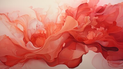An ethereal blend of soft peach and delicate pink hues bloom from abstract painting, drawing you in...