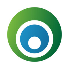 Green and Blue Letter O Icon with Nested Circles