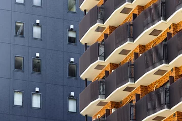Raamstickers facades of high rise residential buildings in Tokyo, Japan © Christian Müller