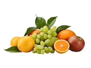 A variety of fresh fruits on a transparent background. Perfect for showcasing healthy eating and organic choices.