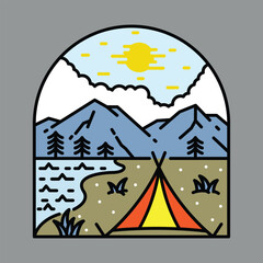 Camping and beauty view of nature graphic illustration vector art t-shirt design