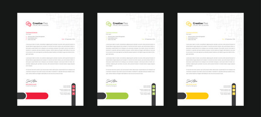 Corporate modern letterhead design template with color variation bundle. Creative letterhead design template for your business. Abstract letterhead design template.