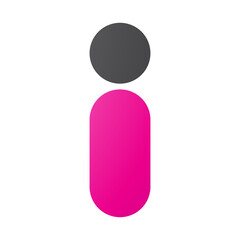 Magenta and Black Abstract Round Person Shaped Letter I Icon