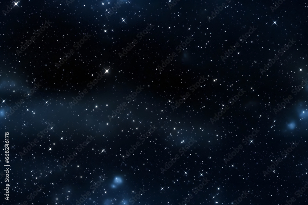 Wall mural seamless texture and full-frame background of starry night sky and outer space. neural network gener