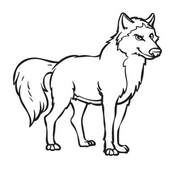 A Wolf Design. Simple Outline Style Design For Coloring Book and Coloring Page. You Can change color you want. Vector Illustrations.