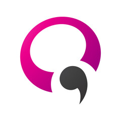 Magenta and Black Comma Shaped Letter Q Icon