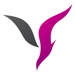Magenta and Black Diving Bird Shaped Letter Y Icon