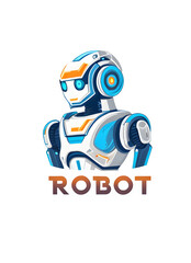 robot logo white background illustration. Ai