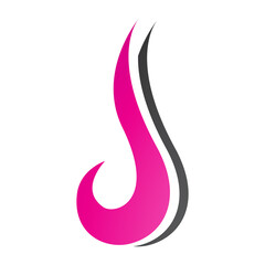 Magenta and Black Hook Shaped Letter J Icon