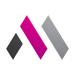 Magenta and Black Letter M Icon with Rectangles