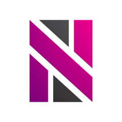 Magenta and Black Rectangle Shaped Letter N Icon