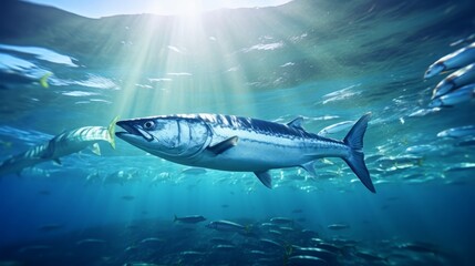 Obraz premium Underwater Barracuda School