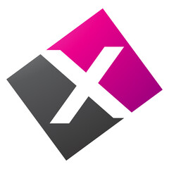 Magenta and Black Rectangle Shaped Letter X Icon