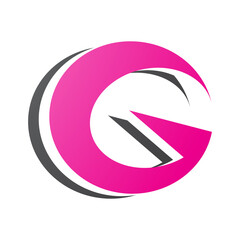 Magenta and Black Round Layered Letter G Icon