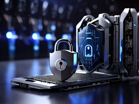 CONDADO FUTURISTA CJA FUERTE ROBOTICA  CIBER SEGURIDAD, FONDO DESENFOCADO 