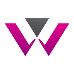 Obraz premium Magenta and Black Triangle Shaped Letter W Icon