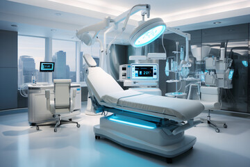 High complexity medical care room. Sanatorium of the future. High complexity surgery room. Concept: technology in health.