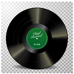 LP vinyl with green label, vector mockup - 668250706