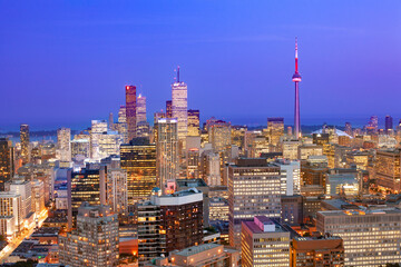 Overview of downtown Toronto at night