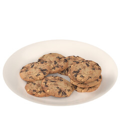 3D rendering illustration of some chocolate cookies on a plate